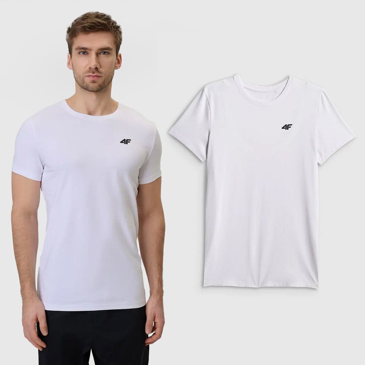 Koszulka Męska 4F T-shirt Basic Regular Biały 4FWMM00TTSHM3340 3XL