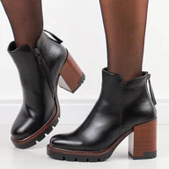 Botki damskie - Czarne botki damskie na słupku Vinceza 58358 - miniaturka - grafika 1