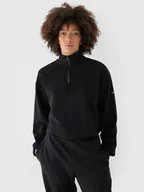 Bluzy sportowe damskie - Damska bluza dresowa nierozpinana bez kaptura 4F 4FWAW24TSWSF1337 - czarna - miniaturka - grafika 1