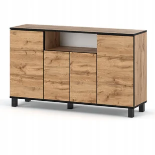 Duża Komoda Styl Skandynawski Dąb Wotan 140 CM z 9 Półkami Szafka Rtv Salon - Komody Duża Komoda Styl Skandynawski Dąb Wotan 140 CM z 9 Półkami Szafka Rtv Salon - Komody - miniaturka - grafika 1