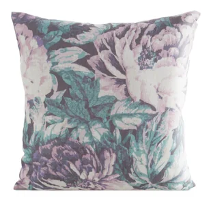 Poszewka dekoracyjna LEN 45x45 Eurofirany turkusowa pudrowa o strukturze lnu w kwiaty - Poszewki na poduszki - miniaturka - grafika 1