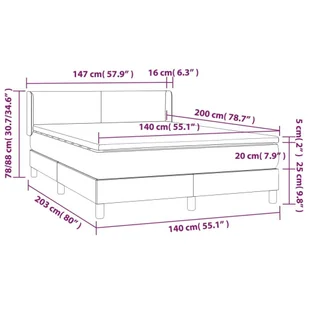 Lumarko Łóżko kontynentalne z materacem  czarne  ekoskóra 140x200 cm - Łóżka - miniaturka - grafika 8