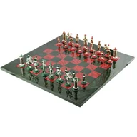 Gry planszowe - Włoskie figury szachowe metal ręcznie malowane camelot+Italfama szachownica z drewna wrzosu i klonu - miniaturka - grafika 1