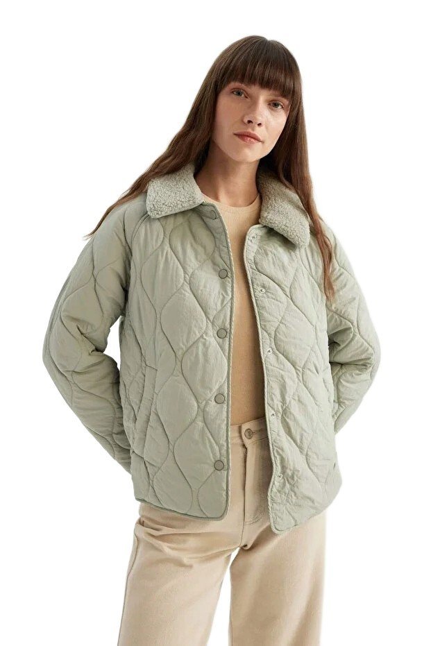 DEFACTO KURTKA DAMSKA PIKOWANA Z KOŁNIERZEM Z FUTERKA XS 5FA