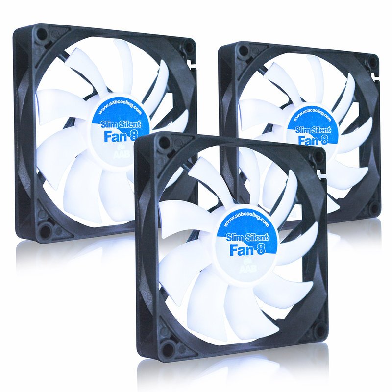 3x AABCOOLING Slim Silent Fan 8 cm - Cienki Cichy Wentylator Komputerowy 80mm, Grubość 15mm, Poziom Hałasu 13,9 dB, Łożysko FDB, Przepływ Powietrza ..