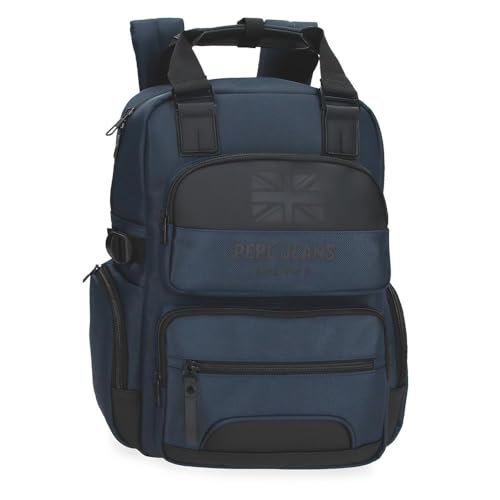 Pepe Jeans Bromley Plecak na Laptopa 15,6 cala Niebieski 28 x 40 x 16 cm Poliester 17,92 l by Joumma Bags, Niebieski, Talla única, plecak na laptopa