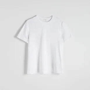 Reserved - Gładki t-shirt z lyocellem - Biały - Koszulki męskie - miniaturka - grafika 1