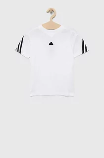 Koszulki dla chłopców - adidas t-shirt bawełniany dziecięcy U FI 3S kolor biały z aplikacją - grafika 1