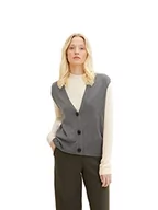 Swetry damskie - TOM TAILOR Damski Kardigan z blokiem kolorów 1034050, 30922 - Mid Tone Grey Melange, S - miniaturka - grafika 1