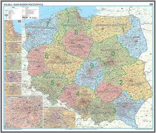 EkoGraf, Polska mapa ścienna kody pocztowe na podkładzie w drewnianej ramie, 1:700 000 - Mapy i plansze edukacyjne - miniaturka - grafika 1