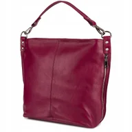 Torebki damskie - Torebka damska skórzana elegancka duża klasyczna na ramię A4 bordo włoska - miniaturka - grafika 1