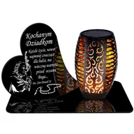 Lampiony i znicze - SOLARNY ZNICZ LED AŻUROWY PODSTAWKA STATUETKA NA CMENTARZ GRÓB DUŻA SERCE DLA DZIADKÓW - miniaturka - grafika 1