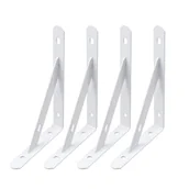 Zawiasy, okucia i inne akcesoria - Uchwyt ścienny, trójkątny uchwyt ścienny ze śrubami, 25 x 15,5 x 1,6 cm, 4 sztuki, biały - miniaturka - grafika 1