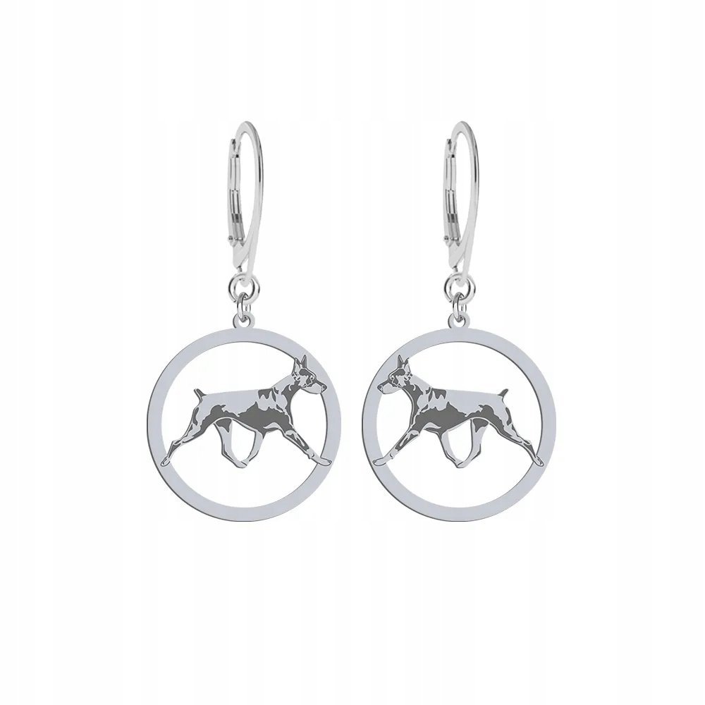 Kolczyki Srebrne z psem Doberman 925 Prezent Bigiel Kobieta GRAWER GRATIS
