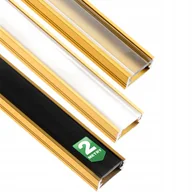 Taśmy LED - Profil Aluminiowy natynkowy MINI do taśm LED nawierzchniowy, nakładany 2m Złoty + Mleczny Klosz - miniaturka - grafika 1