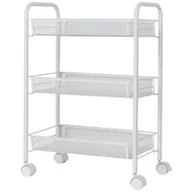 Półki do salonu - Mobilny REGAŁ Kuchenny na Kółkach 3 Półki 64x44x26cm biały AG952A - miniaturka - grafika 1