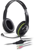 Słuchawki - GENIUS słuchawki z mikrofonem HS-400A czarno-zielony - miniaturka - grafika 1