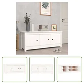 Szafki na buty - The Living Store Szafka na buty biała 110x38x45,5 cm lite drewno sosnowe - miniaturka - grafika 1