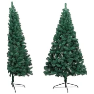 Choinki - vidaXL vidaXL Sztuczna choinka ze stojakiem, połowa, zielona, 240 cm, PVC - miniaturka - grafika 1