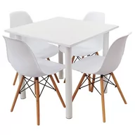 Stoły z krzesłami - Zestaw stół Lugano 80 biały i 4 krzesła Milano białe - miniaturka - grafika 1