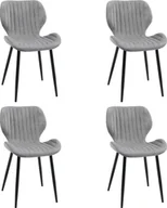 Krzesła - Fabryka Mebli Akord 4x Welurowe krzesło tapicerowane pikowane glamour SJ.17 Szare - miniaturka - grafika 1