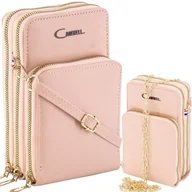 Torebki damskie - Torebka Damska Cambell Na Ramię Z Skóry Eko Mała Wizytowa Kopertówka Różowa - miniaturka - grafika 1