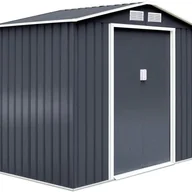 Altany ogrodowe - 4,83 m² Metalowa Szopa Ogrodowa z Ocynkowanej Stali z Podstawą o Wysokości 191 cm – Przesuwane Drzwi i Okna – Altana Ogrodowa na Rowery 9,27 m³ - miniaturka - grafika 1