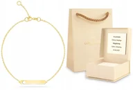 Biżuteria dla dzieci - ZŁOTA BRANSOLETKA BLASZKA NA CHRZEST GRAWER 333 - miniaturka - grafika 1