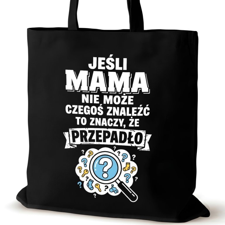 Torba bawełniana dla MAMY czarna na ramię zakupowa napisem prezent