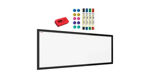 Allboards Tablica suchościeralna magnetyczna biała 30x70cm rama drewniana czarna TM37BK - Tablice i flipcharty - miniaturka - grafika 1