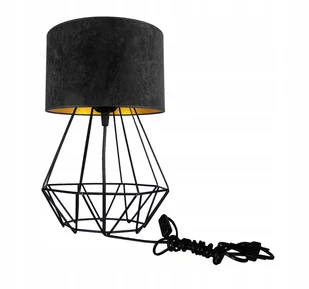 Lampka Nocna Stołowa Czarno Złota Welurowa E27 - Lampy stojące - miniaturka - grafika 1