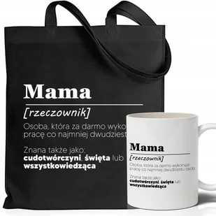 TORBA BAWEŁNIANA KUBEK BIAŁY KIEDY DEFINICJA SŁOWA MAMA PREZENT DZIEŃ MAMY - Torby i wózki na zakupy - miniaturka - grafika 1