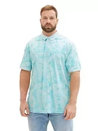 Koszulki męskie - TOM TAILOR Męska koszulka polo 1038583 plussize 31801-Turquoise Tonal Leaf Design, XXL, 31801 - Turquoise Tonal Leaf Design, XXL - miniaturka - grafika 1