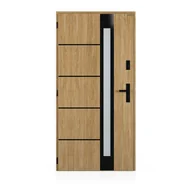 Drzwi zewnętrzne - Drzwi stalowe zewnętrzne wejściowe Ultron Lustro Woodec Turner Oak Malt 90 lewe Wiśniowski - miniaturka - grafika 1