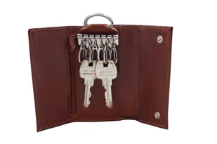 Etui skórzane na klucze / portfel - Brązowe - Etui na klucze - miniaturka - grafika 5
