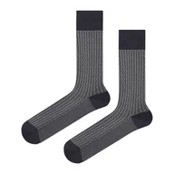 Skarpetki męskie - Skarpety garniturowe szare w paski EM 45 - EM Men's Accessories - miniaturka - grafika 1