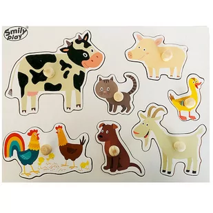 SMILY PLAY Układanka drewniana farma zwierzęta puzzle Montessori drewno - Puzzle - miniaturka - grafika 1