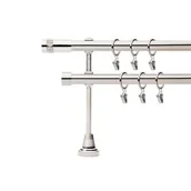 Karnisze - Karnisz podwójny metalowy Cylinder D. 19 mm 200 cm srebrny - miniaturka - grafika 1