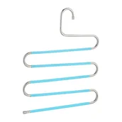 Skarpetki dla dzieci - Relaxdays Wieszak na spodnie, zestaw 4 szt., kształt S, 5 drążków, antypoślizgowe, oszczędzające miejsce wielofunkcyjne pałąki, metal, srebrny/jasnoniebieski, opakowanie - miniaturka - grafika 1