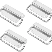 Zawiasy, okucia i inne akcesoria - Składane uchwyty ze stali nierdzewnej do skrzynek i skrzynek narzędziowych, srebrne, zestaw 4 szt. (duże) - miniaturka - grafika 1