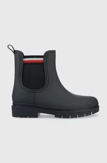 Kalosze damskie - Tommy Hilfiger kalosze Rain Boot Ankle Elastic damskie kolor granatowy - grafika 1