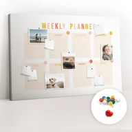 Planery - Tablica Korkowa 120x80 cm + Kolorowe Pinezki - Planer tygodnia - miniaturka - grafika 1