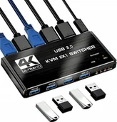 Przełączniki KVM - PRZEŁĄCZNIK KVM HDMI 2.0 4xUSB 3.0 SWITCH 4K/60HZ 2 KOMPUTERY - 1 MONITOR one size - miniaturka - grafika 1