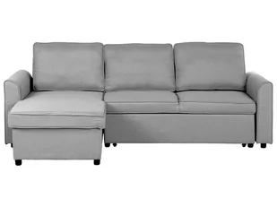 Beliani Sofa tapicerowana jasnoszara prawostronna NESNA - Sofy i kanapy - miniaturka - grafika 1