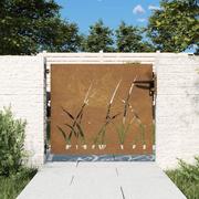 Bramy garażowe - vidaXL Furtka ogrodowa, 85x75 cm, stal kortenowska, motyw trawy - miniaturka - grafika 1