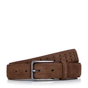 Paski - Męski pasek ze skóry zamszowej brązowy - miniaturka - grafika 1