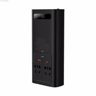 Baseus IGBT samochodowa przetwornica inwerter prądu 300W 220V (wtyczka CN/EU) czarny (CGNB010101) - Przetwornice samochodowe - miniaturka - grafika 1