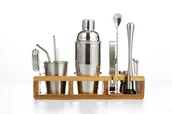 Shakery barmańskie - Zestaw barmański 23 elementy z prostokątną podstawką srebrny - miniaturka - grafika 1