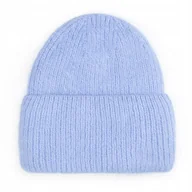 Czapki damskie - Damska Modna Czapka Wełniana Wełna Zimowa Na Zimę 60% Angora Niebieska - miniaturka - grafika 1