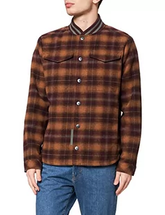 G-STAR RAW Męska kurtka bomber Collar, Wielokolorowy (Dk Fig Harper Check C839-c751), M - Kurtki męskie - miniaturka - grafika 1